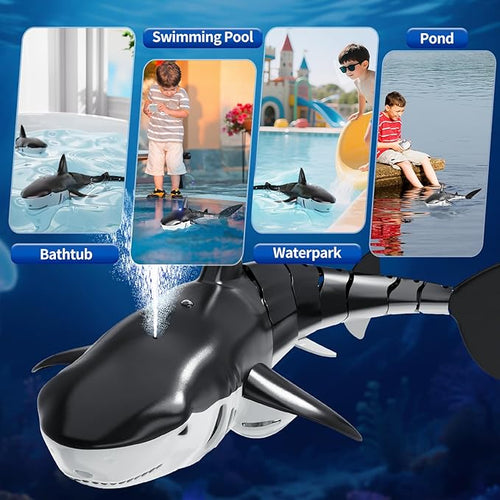 2.4Ghz Remote Control Shark Toys for Kids 6 7 8 Years Old 1:18 Scale High Simulation Shark for Pool Bath Toys for Toddlers Electronic RC Sea Animal Outdoor Water Gifts