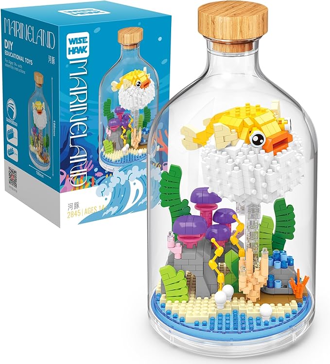Creative Pufferfish Toy Building SetAdult Mini Animal Friend SetParty Favors Gift for FriendsAnimal Lover Office Home Decor Fishes Building BlockNew Year Easter Birthday Gift for Family