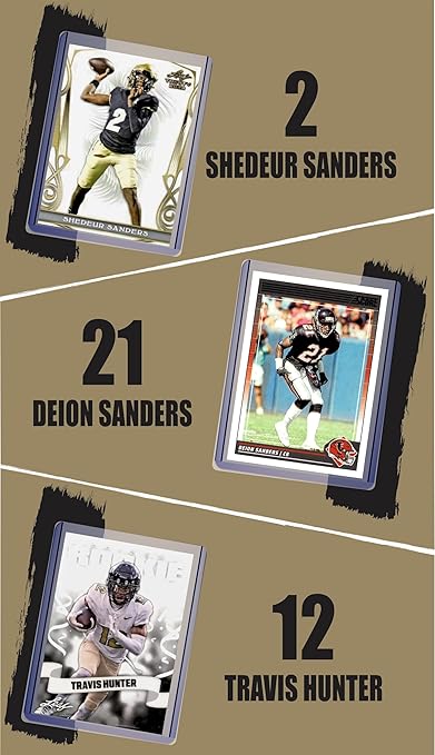 Shedeur Sanders Deion Sanders Travis Hunter Football Trading Card (3) Assorted Football Cards Gift Pack - Colorado Buffaloes