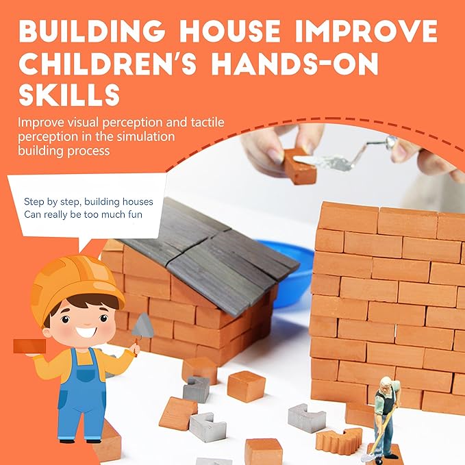 Brick and Mortar Construction Set DIY House Building Kit for Kids Realistic Mini Bricks STEM Building Toy Creative Engineering Toy for Boys and Girls