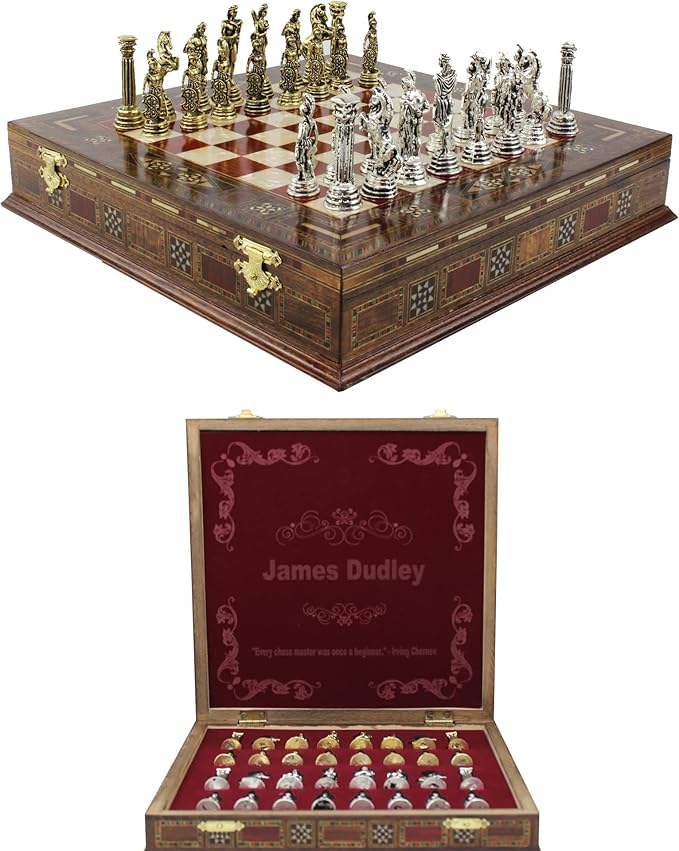 11 Inches Custom Chess Set - Personalized Chess Set - Gift Idea for Son Husband Father and Anyone for Birthday Anniversary and Any Occasion 2 players