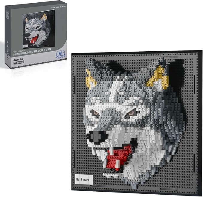 BNG Animal Wall Art Wolf Building Blocks SetsA Wall Decor Set for Adults Who Love Creative Hobbies Gift Toy for Adults (2214 PCS)