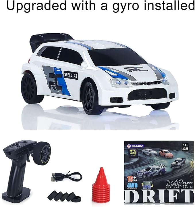 TOUCAN RC HOBBY 2.4GHz Mini RC Drift Car 1/43 Racing Vehicles High Speed 4WD Ready to Go Mini Car Radio Battery Lights Model Gyroscope for Ages 14+