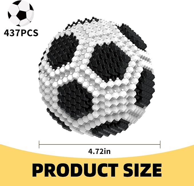 Soccer Building Block Set Adults challenging STEM Block Decorations Miniature 3D Educational Toys for Ages 14 15 16 and Above (437 Pieces)