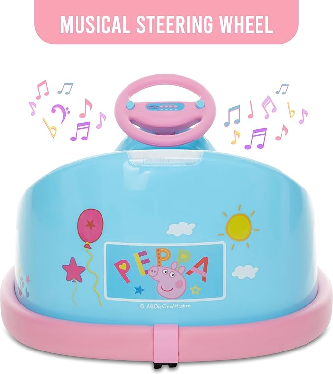 Peppa Pig Bumper Car for Kids 2 Speed Electric Bumper Car Vehicle Toddler Bumper Car with Remote Control and 360 Degree Turning 6V Motor LED Lights Gifts for Toddlers
