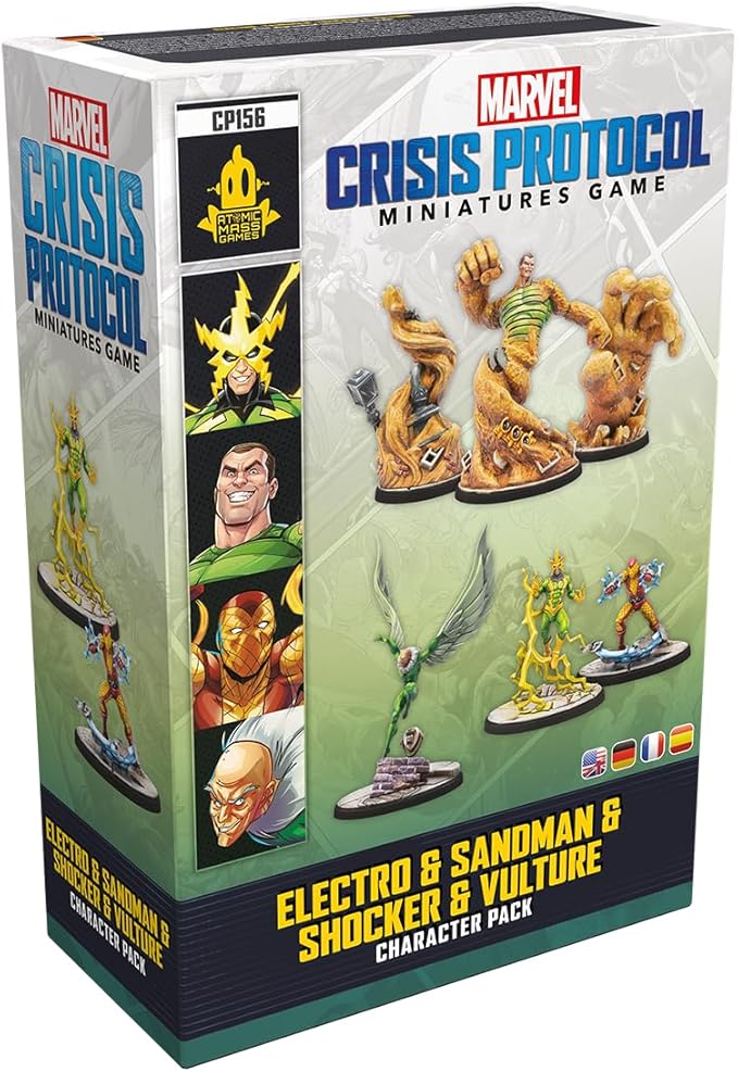Marvel: Crisis Protocol Electro &amp Sandman &amp Shocker &amp Vulture CHARACTER PACK - Sinister Villains Unleashed! Tabletop Superhero Game Ages 14+ 2 Players 90 Min Playtime Made by Atomic Ma