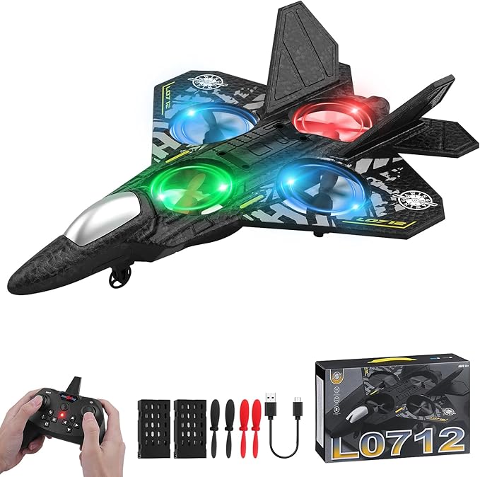 RC Plane 2.4GHz Remote Control Plane L0712 Drone Quadcopter Hovering with Auto Hovering Fighter Aircraft RC Airplane RTF for Beginner Kids and Adults3D Flip Airplane Toy