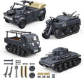 4 IN 1 WW2 Army Tanks Toy Building Block Set(1089 Pcs)Compatible with LegoCreate German 38T-A Light Tank&amp3 German Style Small Military Vehicles Models Great Military Toy Gift for Boy Age 6+ Year