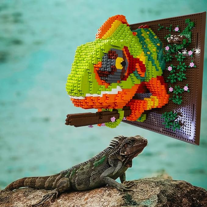 BDYDT Wall Art Chameleon Building Blocks Set A Wall Decor Set for Adults Who Love Creative Hobbies(2688 Pieces) Toys Gifts for Kid and Adult