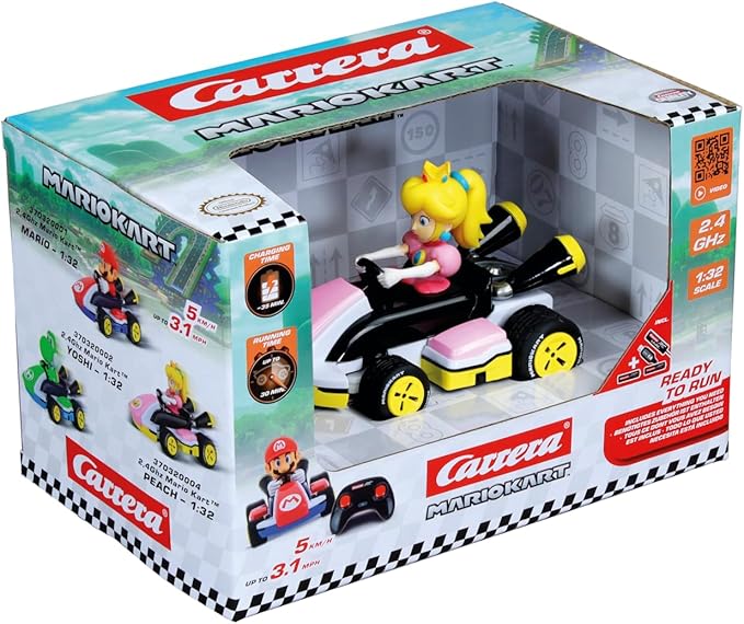 Carrera RC Nintendo Mario Kart Race Kart 1:32 Scale 2.4 GHz Mini Collectible Radio Remote Control Toy Car Vehicle - Peach