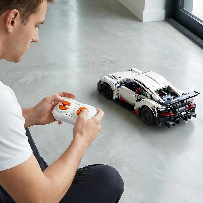DIY RC Kit - 1226PCS Building Blocks for Adults 1:14 Scale Gloss White Sports Car with Remote Control Programmable App &amp LED Lights Build Your Own RC Car Kit
