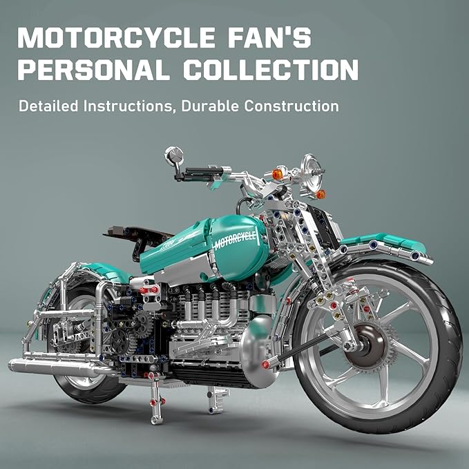 Mould King 23004 American Cruiser Motorcycle Building Set MOC Classic Motorbike Model Kit for Display Collectible Gift for Adult Teen(1971 Pcs)