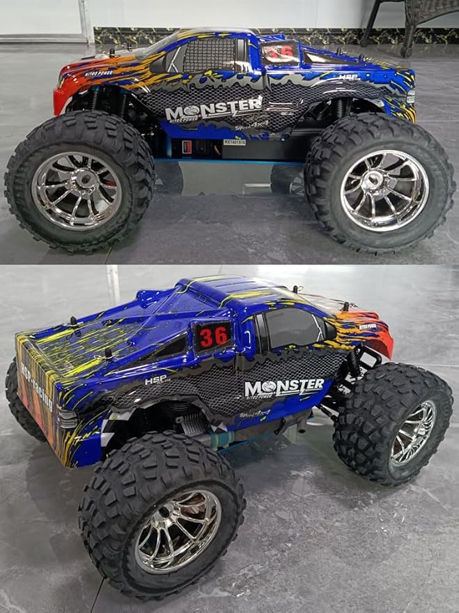 1/10 Nitro RC Truck for Adult RTR 80KM/H Fast Nitro Gas Power Car High Speed Off Road Climbing Vehicle Gas-Engine 4WD Remote Control Truck Hobby Racing Oil-Powered Short Course Rally Crawler