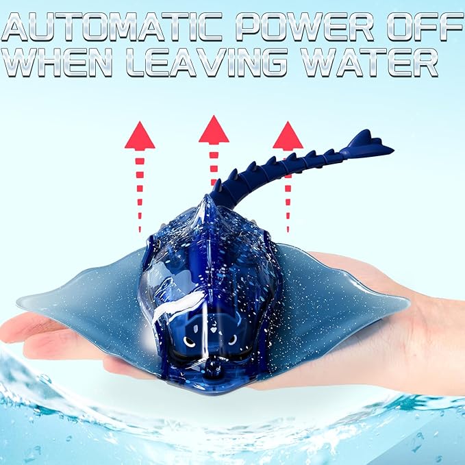 Remote Control Shark Toys for Boys Kids 1:18 Scale High Simulation Manta Ray for Pool Electric RC Shark Stingray Fish Pool Outdoor Toys with Light &amp Diving Function for 5 6 7 8 9 Year olds Kids
