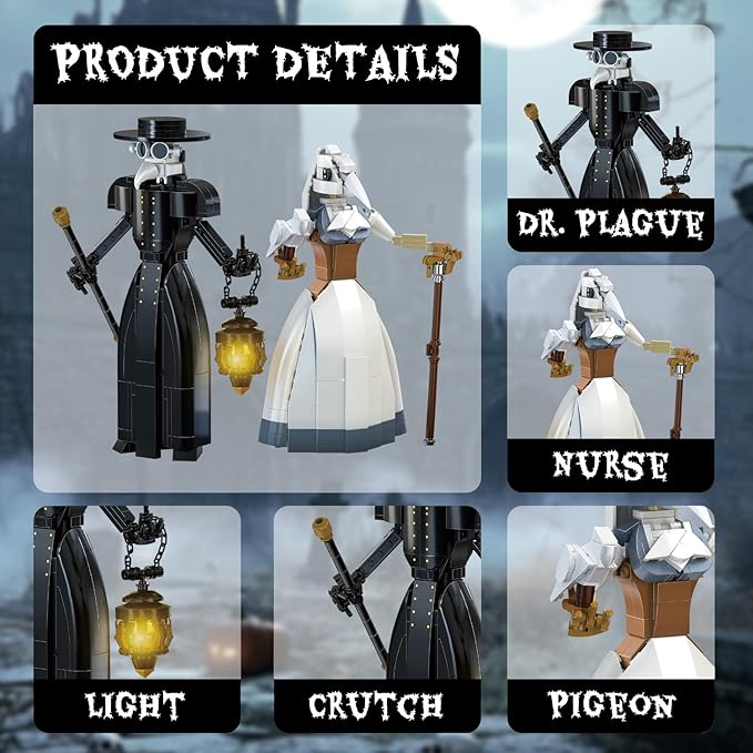 Plague Doctor Building Blocks Set - Medieval Themed Collectible Toy for Adults and Kids - Creative Construction Kit Gift for Boys and Girls (500Pcs)