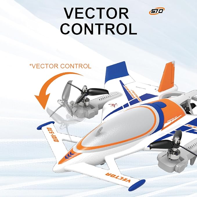 QIDI 570 RC Airplane 2.4Gh 6CH RC Glider Fixed Wing Aircraft 3 Flight Models Brushless RC Helicopters Vertical Takeoff RC Glider (Blue)