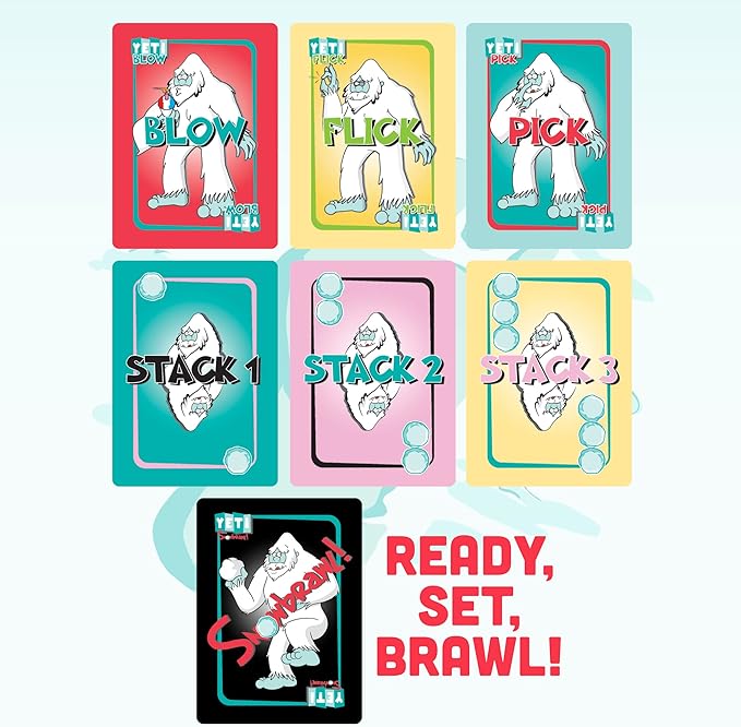 Big Discoveries Yeti Snowbrawl - A Snowball Stacking Brawl Card Game | Includes 40 Snow Balls - Fun Board Game for Kids Teens Adults