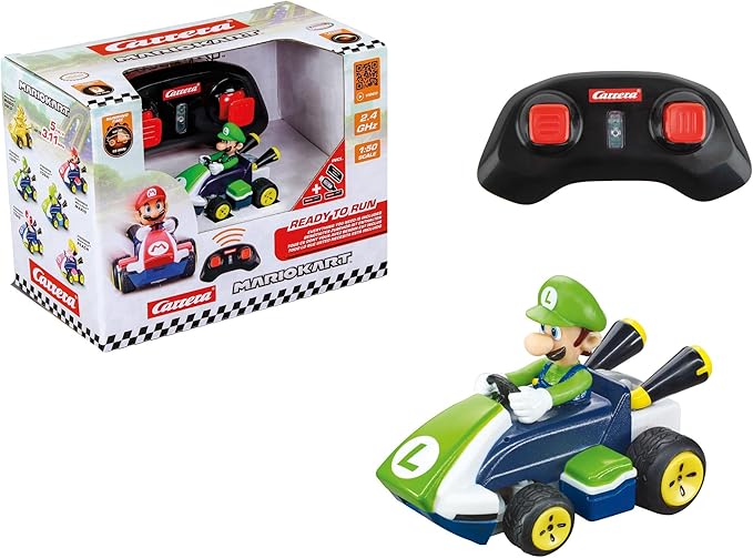 Carrera RC Mario Kart Mini RC Luigi for Children and Adults Boys &amp Girls Unique Original Licence Instant Driving Fun with Ready to Run Green