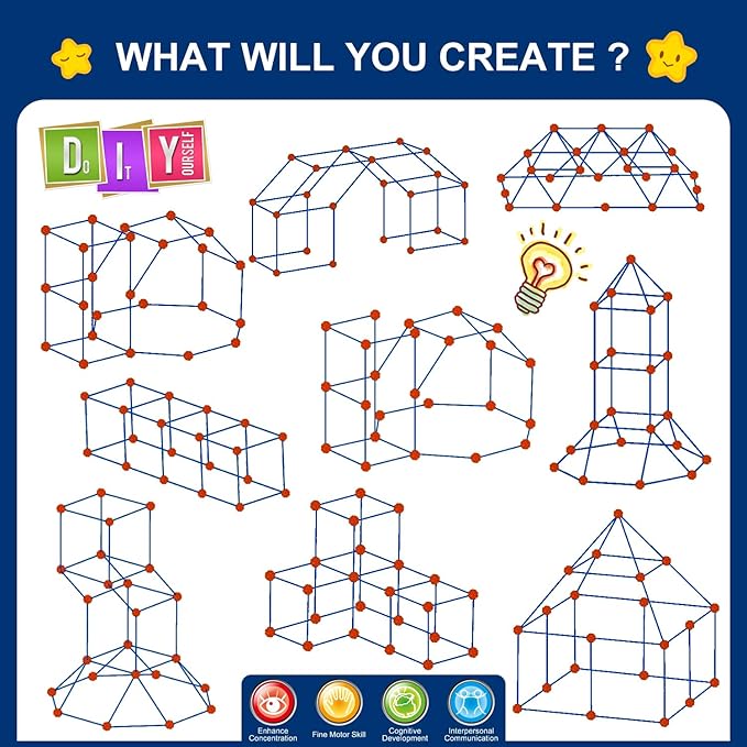 Fort Building Kit for KidsSTEM Construction Toys Educational Gift for 4 5 6 7 8 9 10 11 12 Years Old Boys and GirlsUltimate Creative Set for Indoor &amp Outdoors Activity200 PcsOriginal
