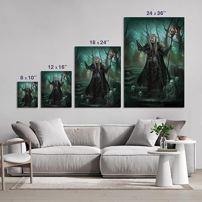 Turn Me Royal Custom Portrait from Photos Personalized Fantasy Portrait Canvas Wall Art as Unique Birthday Gift for Men Turn Him into Superhero (The Necromancer 8 x 10)