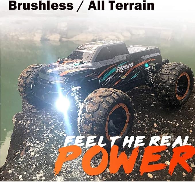 GoolRC 16889A RC Car 1:16 Scale Remote Control Car 4WD 45KM/H High Speed RC Truck with Brushless Motor 2.4GHz All Terrain Off Road Rock Crawler Electric Vehicle Toy for Adults (Orange)