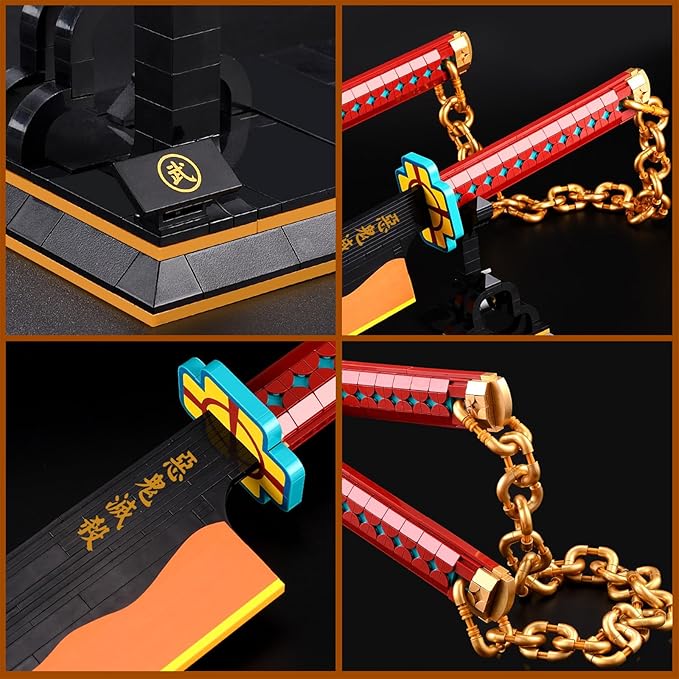 HIGH GODO Demon Anime Sword Building Set 82.6in Katana Anime Cosplay Sword with Stand Holder Samurai Sword Building Set for Adults and Teens 14+ (1479 Pieces)