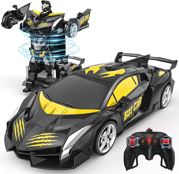 BLUEJAY Transform Rc Cars for Boys 4-7 8-12 2.4Ghz Remote Control Car 1:18 Scale Transforming Robot One-Button Deformation 360° Rotation Car Toy Gifts for Boys 3-5