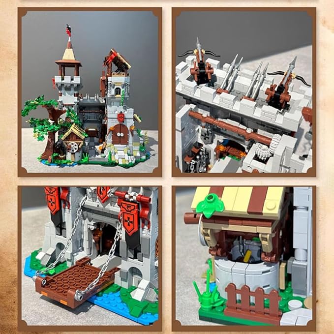 Medieval Lion Knight Castle Building SetViking Architecture Castle Modular Buildings Ideals Christmas Birthday Gift for History Enthusiasts Creative Gift for Adults and Teen(2554PCS)