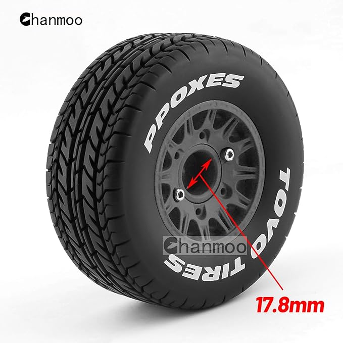 1/10 RC Short Course Truck Tires And Wheels With 12mm 14mm 17mm Hex 113mm 1/8 Rubber Tyres For 1/8 or 1/10 Scale On Road Car HSP Sonic 94102 GT PTG-2 Tamiya TT02 RC Racing Car 4PCS (Black A)