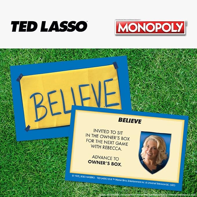 Monopoly Ted Lasso | Officially Licensed Board Collectible Board Game | Play as Believe Sign Goldfish Tea up Ted’s Visor and More | Based On Popular Comedy Series