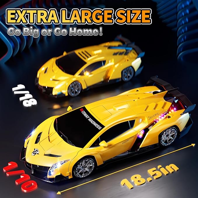 1:10 Big Size Transform RC Car Gesture Sensing Transformation 2.4GHz Remote Control Car One Button Deformation to Robot with LED Lights Transforming Toy Cars Gift for Kids Age 8-12 Years Old Boys