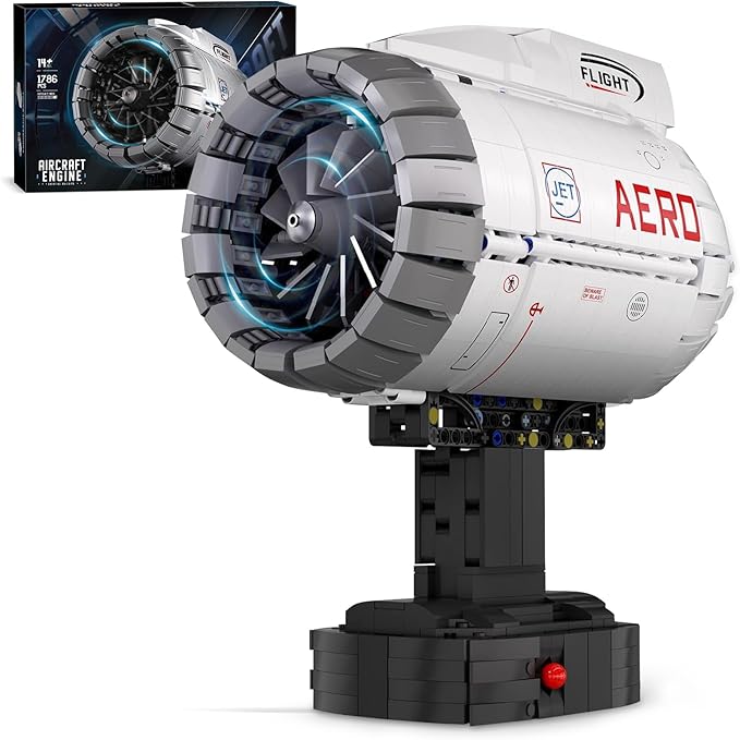 HIGH GODO Aircraft Engine Building Kit That Works Aircraft Turbofan Engine Model Kit with Motor Build Your Own Engine Kit STEM Project for Teens Adults 14+ (1786 PCS)