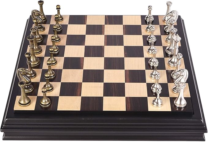 AMEROUS 12.5 inches Wooden Chess Set with Metal Chess PiecesClassic Board Game w/ 2.5'' King/Storage for Chessmen/Instructions Chess Sets for Adults Kids Beginner