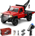 RC Crawler 1:12 Scale MN82 New Upgrades MN82-T RC Crane Truck 4WD LC79 Land Cruiser Rock Crawler with Lights Speed Adjustment Crane Tires All Terrain Wrecker for Teens Adults(Red)