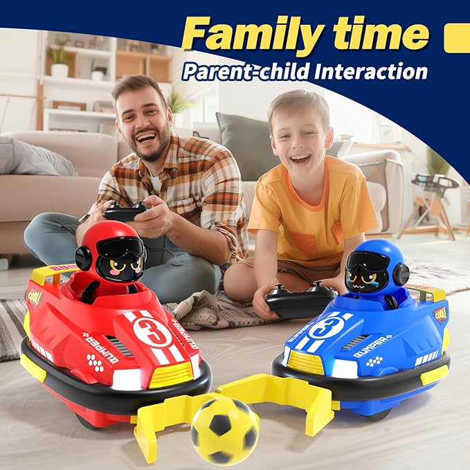 Cute Cartoon Remote Control Bumper Car Toy Set of 2 Players Football Games|Toddlers Mini RC Car Toys with Light &amp Sound &amp 360°Rotating|Christmas Birthday Gifts for 3 4 5 Year Old Boys Girls