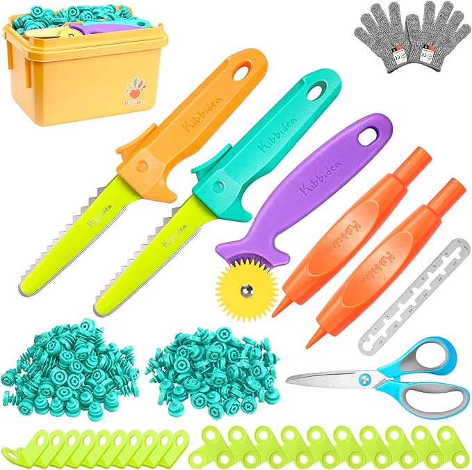 Kibbidea Cardboard Cutter for Kids with Screws &ampTool Box 170PCS Cardboard Construction Tool Kit STEM Resuable Building Toys for Boys and Girls Engineering &amp Creativity（Aged 5+）