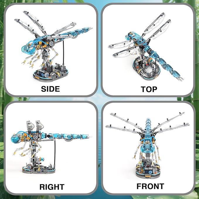 Mechanical Dragonfly Building Blocks STEM Kit - Insect Animal World Model with LED Light &amp Display Stand Educational Toys for Boys Ages 12+ &amp Adults and Kids Creative Birthday Gift