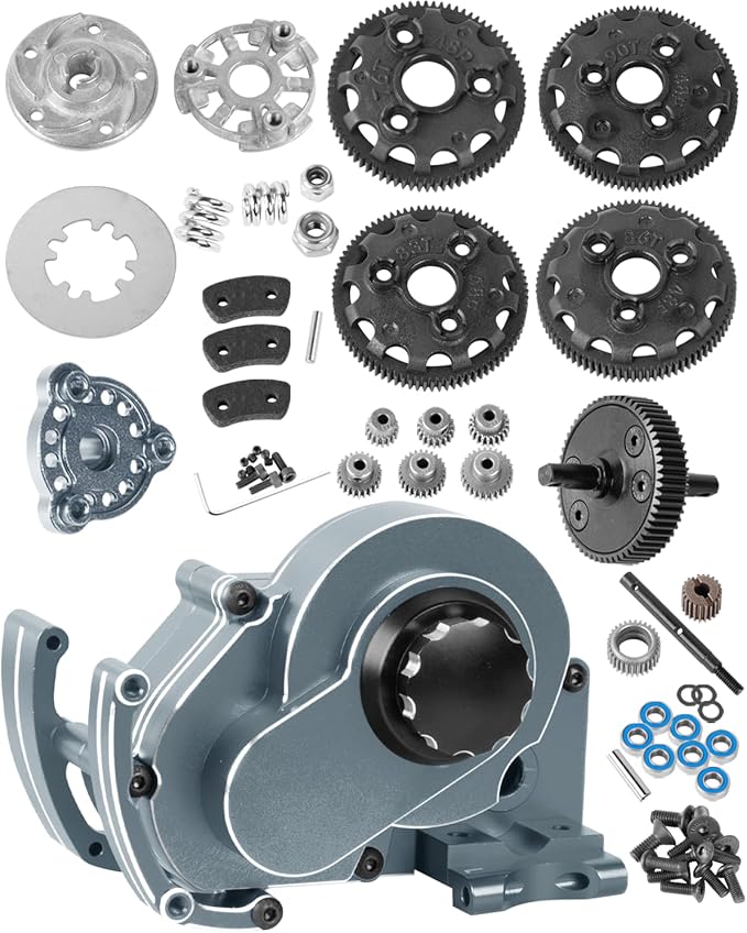 RC Transmission Complete Upgrades Part for 1/10 Slash 2WD(VXL)Rustler 2WD(VXL)Stampede 2WD(VXL)Bandit 2WD(VXL)Alloy Aluminum GearboxReplace #3695Titanium Titanium(1set)