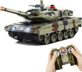 1/24 Remote Control Tank 2.4GHz German Leopard II RC Tank &amp Recoil Force &amp 330°Turret Rotation. Army Toys Infrared Battle Toys with Smoke and Sound Effect Gift for Boys
