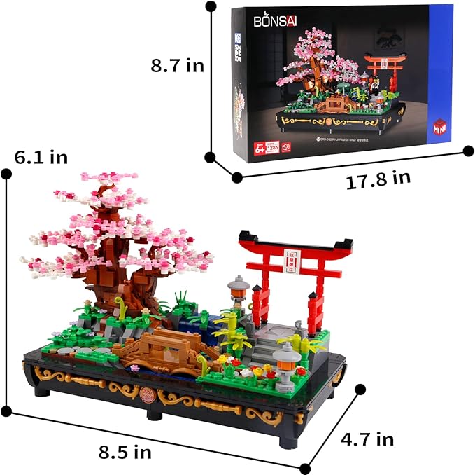 Cherry Blossom Meaningful Bonsai Tree Building SetsJapanese Style Sakura Tree Mini Building Blocks(1286 PCS)Enjoy Your Own Beautiful Display Show Present for Kids and Adults