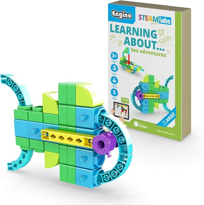 Engino STEAM Labs Learning About Sea Adventures STEAM Toys for Ages 3+ Building Blocks STEM Project for Girls &amp Boys Learning &amp Education Toys Kindergarden Activities (5 Models)