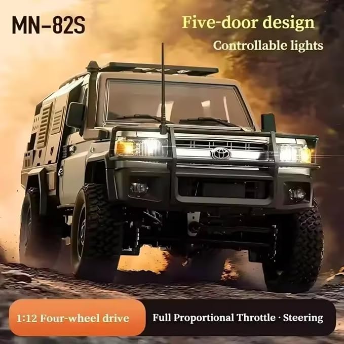 MN82S RC Rock Crawler 2.4Ghz Toyota Remote Control Truck 4WD 2 Speeds Switch RC Crawler Off-Road Pick-up with 2 Upgraded 1200mah Battery 1/12 Scale Trucks (MN82S-Black)