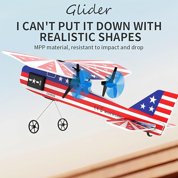 Remote Control Airplane Glider for Kids &amp Adults - 2.4GHz Long Range Auto-Balancing &amp Durable MPP Material RC Glider Plane - Easy to Fly Beginner-Friendly Outdoor Flying Toy Gift