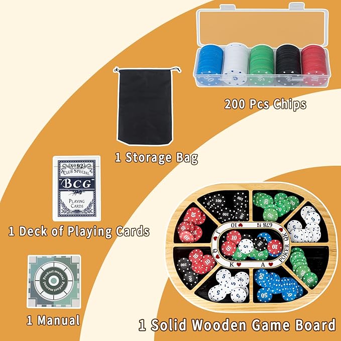 Michigan Rummy Board Game Deluxe Set Wooden Michigan Rummy Game Boardwith 200 Pcs Chips 1 Deck of Poker1 Storage Bag 1 Manual. The Perfect Blend of Rummy and Poker Perfect for Family Game Night