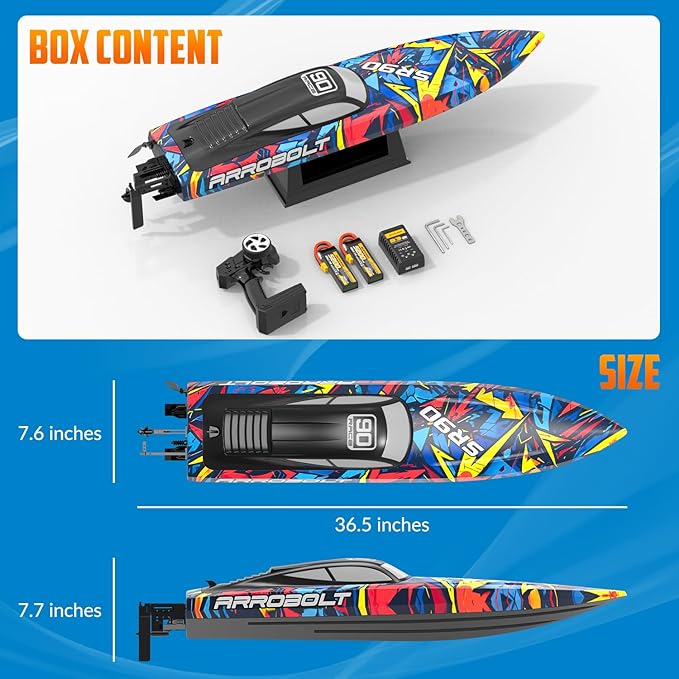 volantexrc Brushless RC Boat Vector90 High Speed Remote Control Boat Romote Control Fast Racing RC Boat for Adults (79805)