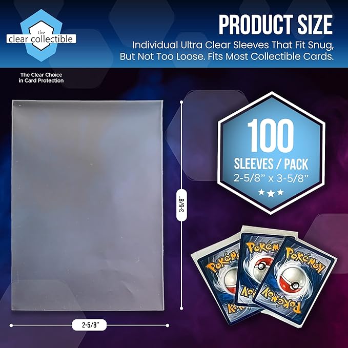 Penny Sleeves for Trading Cards - 3000 Count - 2-5/8 x 3-5/8 (67mm x 92mm) - Clear Trading Card Sleeves for Baseball Football Basketball Soccer Pokemon and MTG Collection