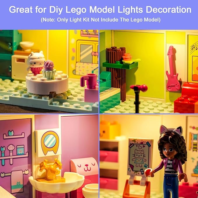 Upgraded Led Light Kit Compatible with Lego Gabby's Dollhouse Building Set Lights Decoration Compatible with Lego 10788 (Model Not Included)
