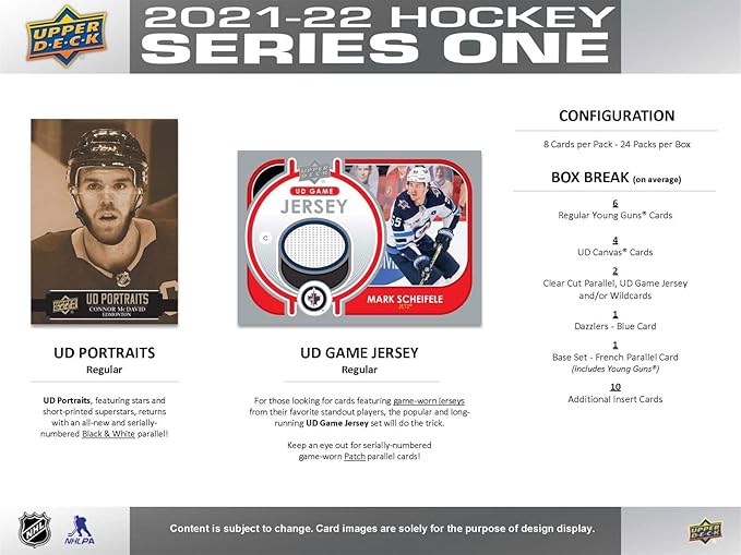 NHL Upper Deck 2021-22 Series One Hockey Trading Card Collector's Tin [8 Packs + 1 Bonus Pack]