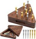 Estune 1 Set 4.3 Inch Walnut Wooden Tricky Triangle Peg Game Portable Board Triangular Game Set with Storage Box for Adults Travel Party