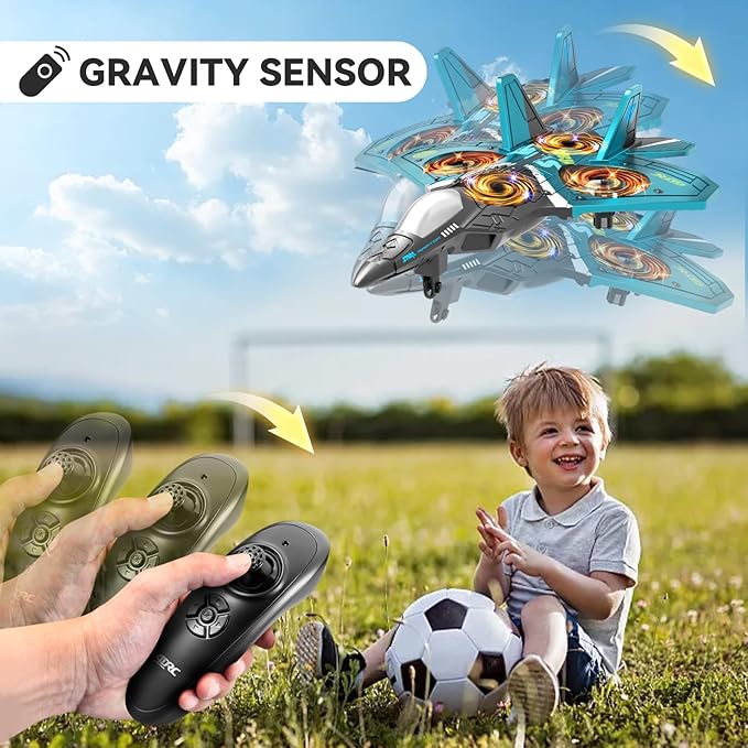 4DRC V17 Foam Remote Control Airplanes RC Planes for Kids Adults 4-7 8-16 RC Airplane Fighter Jet with Light 360° Flip Fighter Jet Toy Gravity Sensing Stunt Roll Airplane Toy Gifts for Kids Boys